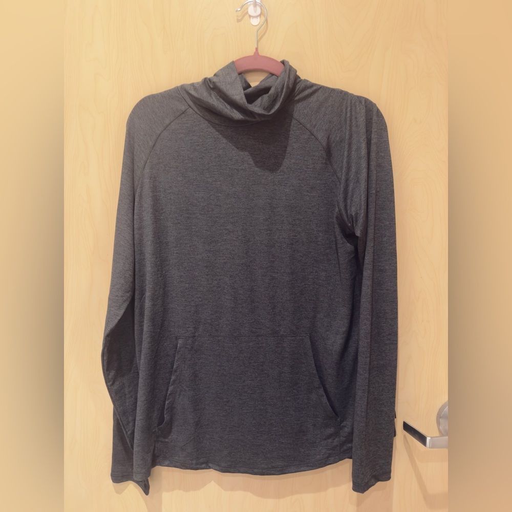 Eddie Bauer active funnel neck shirt, charcoal grey, sz L
